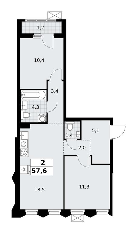 1-BD Apartment Sale, 57.6 sq. m. at Desnarechie, kvartal № 23, Desyonovskoye Settlement, Moscow, Russia #2 1-BD Apartment Sale, 57.6 sq. m. at Desnarechie, kvartal № 23, Desyonovskoye Settlement, Moscow, Russia #2