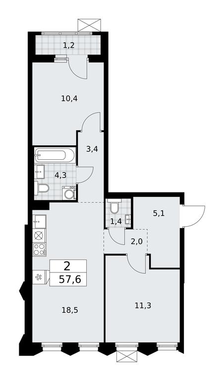 1-BD Apartment Sale, 57.6 sq. m. at Desnarechie, kvartal № 23, Desyonovskoye Settlement, Moscow, Russia #1 1-BD Apartment Sale, 57.6 sq. m. at Desnarechie, kvartal № 23, Desyonovskoye Settlement, Moscow, Russia #1