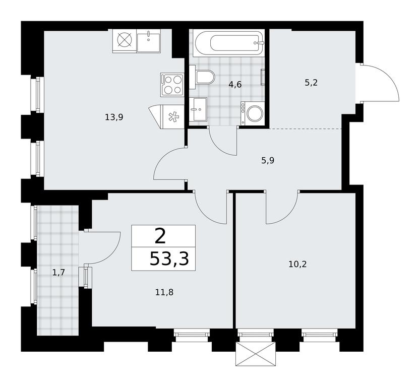 1-BD Apartment Sale, 53.3平方米 at Desnarechie, kvartal № 23, Desyonovskoye Settlement, Moscow, Russia #1 1-BD Apartment Sale, 53.3平方米 at Desnarechie, kvartal № 23, Desyonovskoye Settlement, Moscow, Russia #1