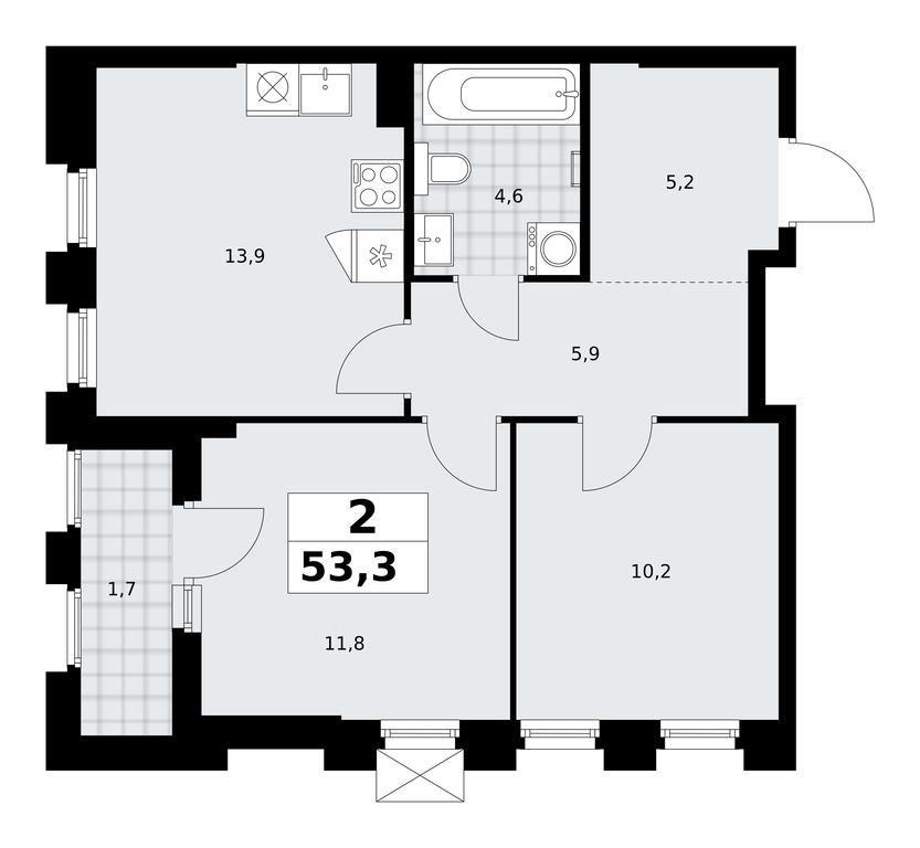 1-BD Apartment Sale, 53.3 sq. m. at Desnarechie, kvartal № 23, Desyonovskoye Settlement, Moscow, Russia #2 1-BD Apartment Sale, 53.3 sq. m. at Desnarechie, kvartal № 23, Desyonovskoye Settlement, Moscow, Russia #2