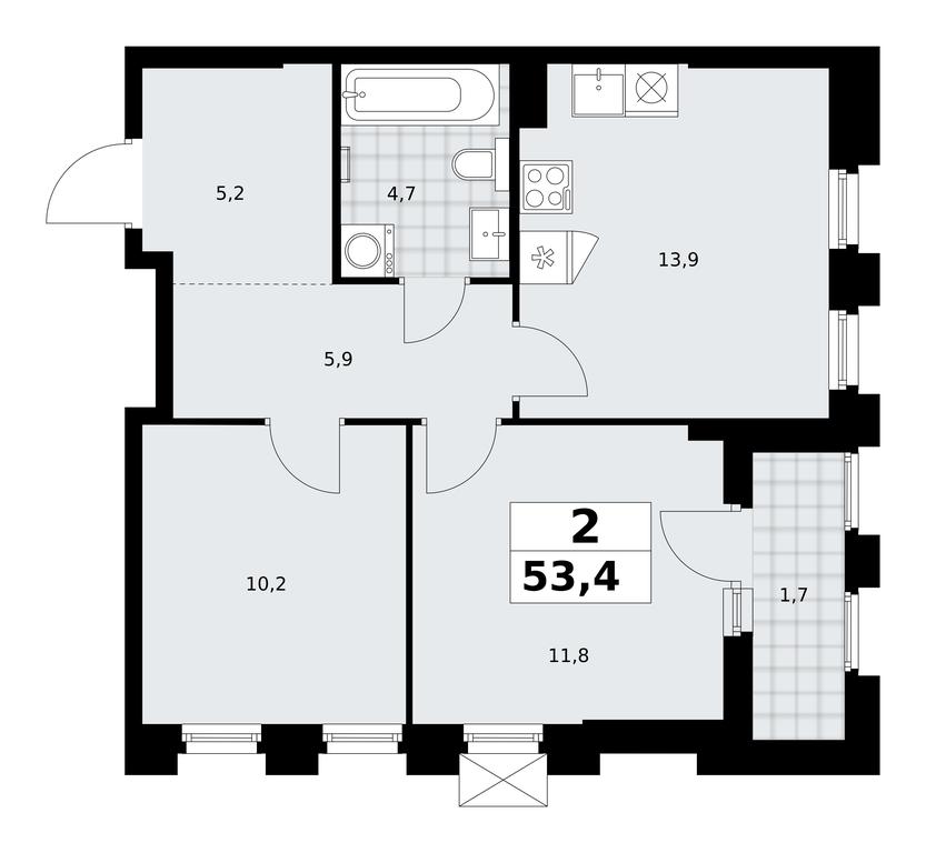 1-BD Apartment Sale, 53.4 sq. m. at Desnarechie, kvartal № 23, Desyonovskoye Settlement, Moscow, Russia #2 1-BD Apartment Sale, 53.4 sq. m. at Desnarechie, kvartal № 23, Desyonovskoye Settlement, Moscow, Russia #2