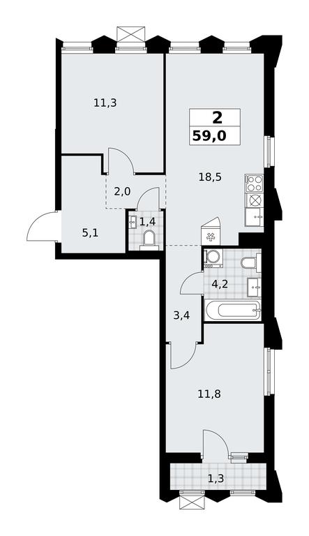 1-BD Apartment Sale, 59平方米 at Desnarechie, kvartal № 23, Desyonovskoye Settlement, Moscow, Russia #2 1-BD Apartment Sale, 59平方米 at Desnarechie, kvartal № 23, Desyonovskoye Settlement, Moscow, Russia #2