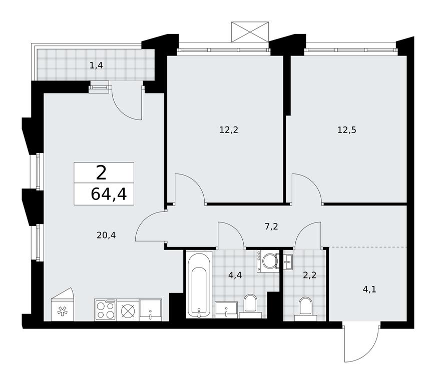 1-BD Apartment Sale, 64.4 sq. m. at Desnarechie, kvartal № 23, Desyonovskoye Settlement, Moscow, Russia #1 1-BD Apartment Sale, 64.4 sq. m. at Desnarechie, kvartal № 23, Desyonovskoye Settlement, Moscow, Russia #1