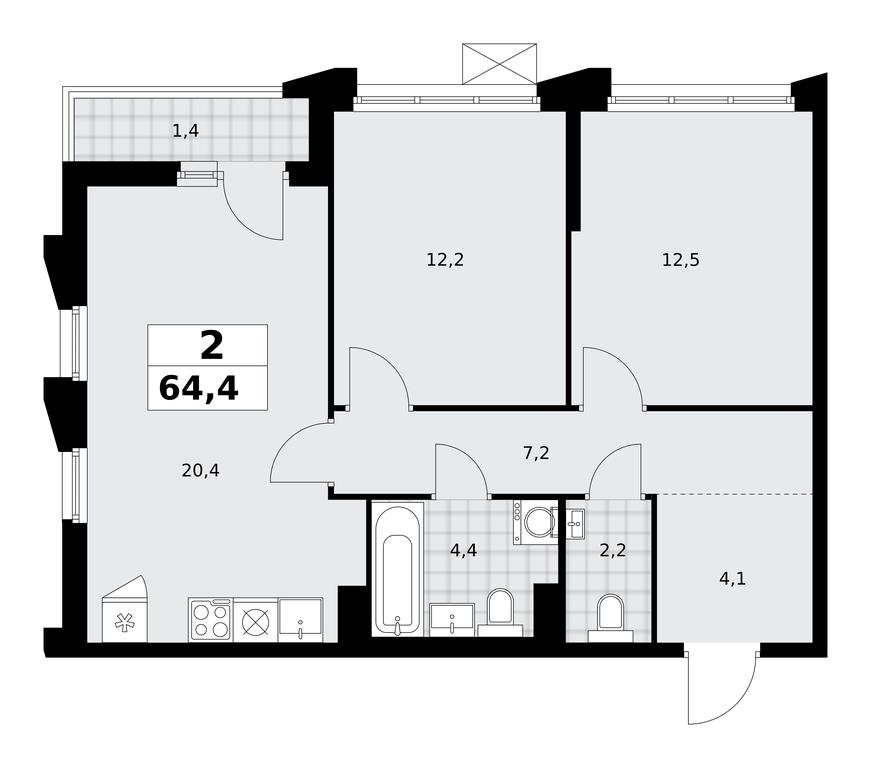 1-BD Apartment Sale, 64.4 sq. m. at Desnarechie, kvartal № 23, Desyonovskoye Settlement, Moscow, Russia #2 1-BD Apartment Sale, 64.4 sq. m. at Desnarechie, kvartal № 23, Desyonovskoye Settlement, Moscow, Russia #2
