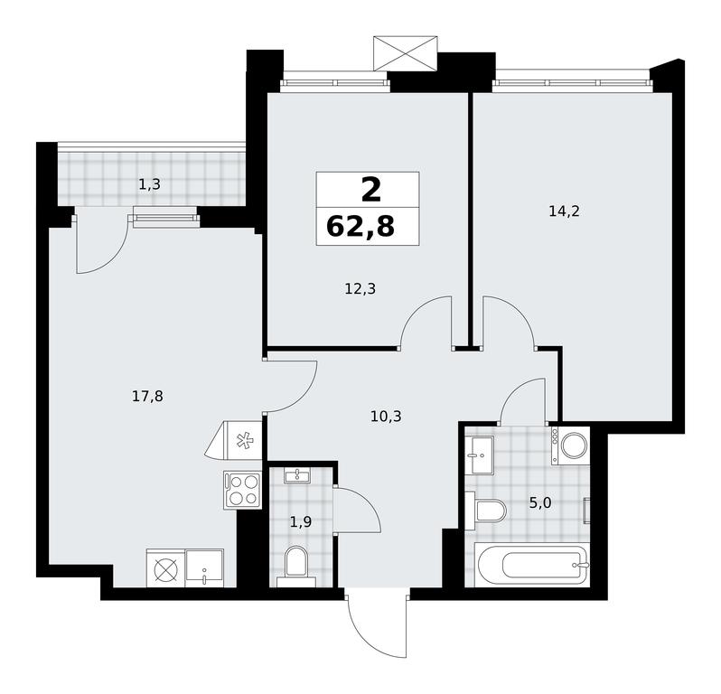 1-BD Apartment Sale, 62.8平方米 at Desnarechie, kvartal № 23, Desyonovskoye Settlement, Moscow, Russia #2 1-BD Apartment Sale, 62.8平方米 at Desnarechie, kvartal № 23, Desyonovskoye Settlement, Moscow, Russia #2