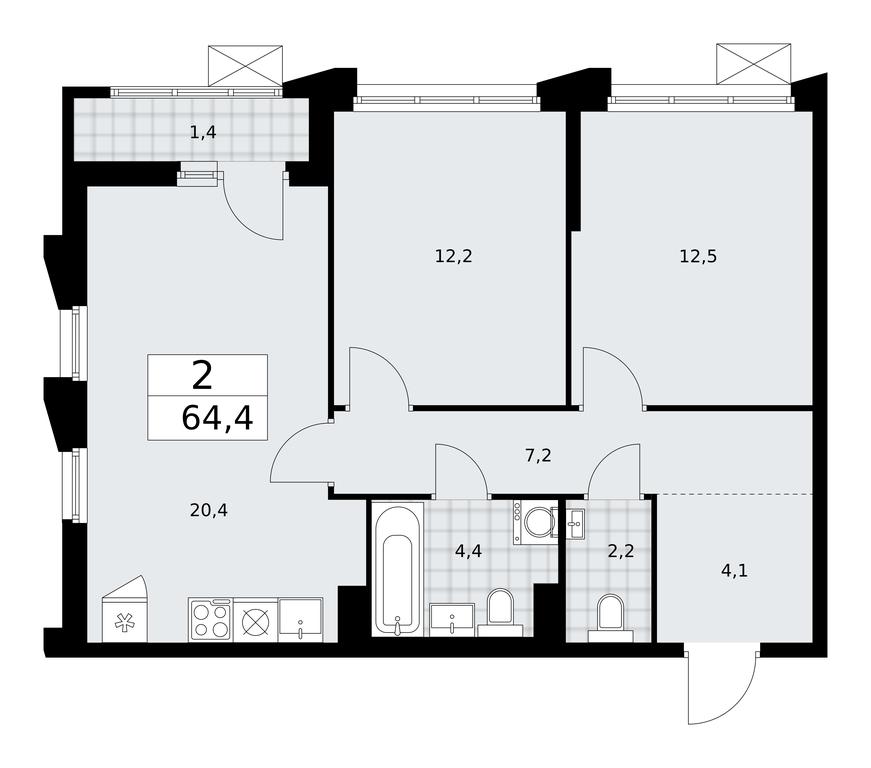 1-BD Apartment Sale, 64.4 sq. m. at Desnarechie, kvartal № 23, Desyonovskoye Settlement, Moscow, Russia #1 1-BD Apartment Sale, 64.4 sq. m. at Desnarechie, kvartal № 23, Desyonovskoye Settlement, Moscow, Russia #1