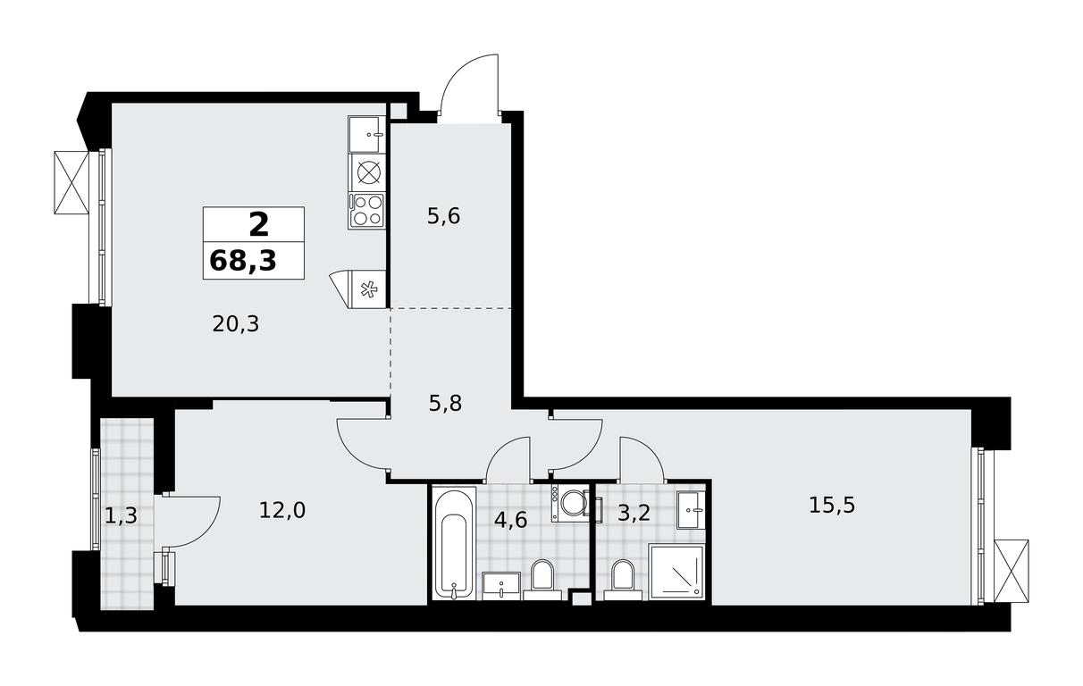 1-BD Apartment Sale, 68.3 sq. m. at Desnarechie, kvartal № 23, Desyonovskoye Settlement, Moscow, Russia #2 1-BD Apartment Sale, 68.3 sq. m. at Desnarechie, kvartal № 23, Desyonovskoye Settlement, Moscow, Russia #2
