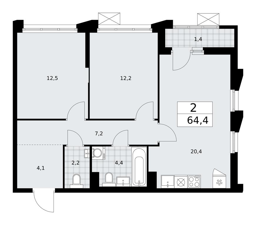 1-BD Apartment Sale, 64.4 sq. m. at Desnarechie, kvartal № 23, Desyonovskoye Settlement, Moscow, Russia #1 1-BD Apartment Sale, 64.4 sq. m. at Desnarechie, kvartal № 23, Desyonovskoye Settlement, Moscow, Russia #1