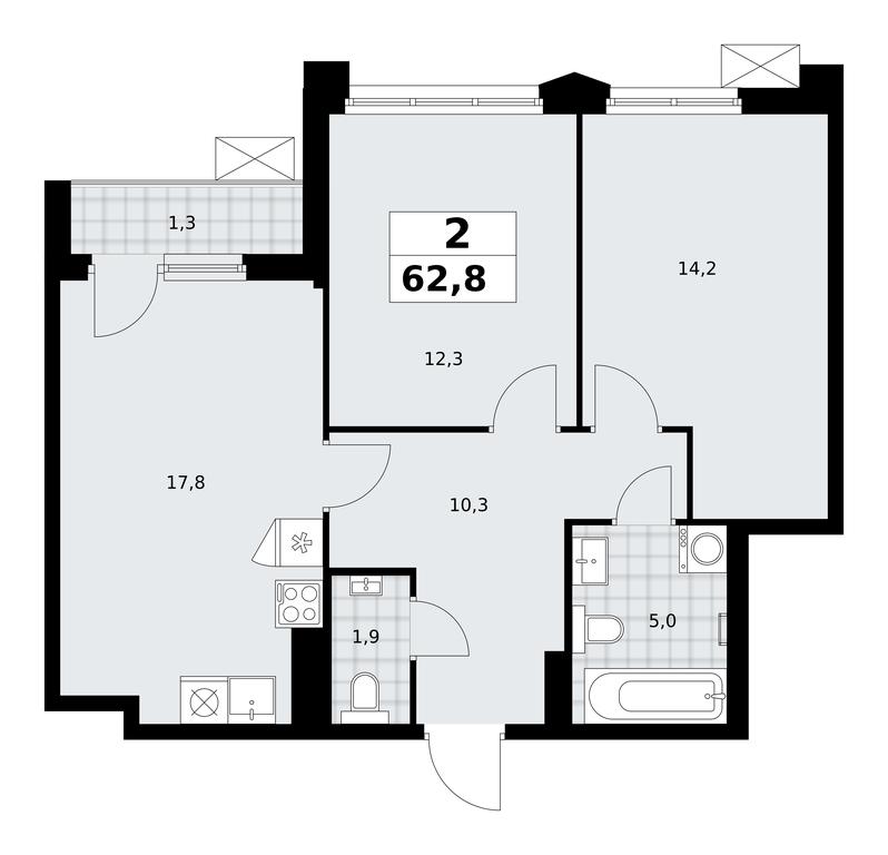1-BD Apartment Sale, 62.8 sq. m. at Desnarechie, kvartal № 23, Desyonovskoye Settlement, Moscow, Russia #2 1-BD Apartment Sale, 62.8 sq. m. at Desnarechie, kvartal № 23, Desyonovskoye Settlement, Moscow, Russia #2