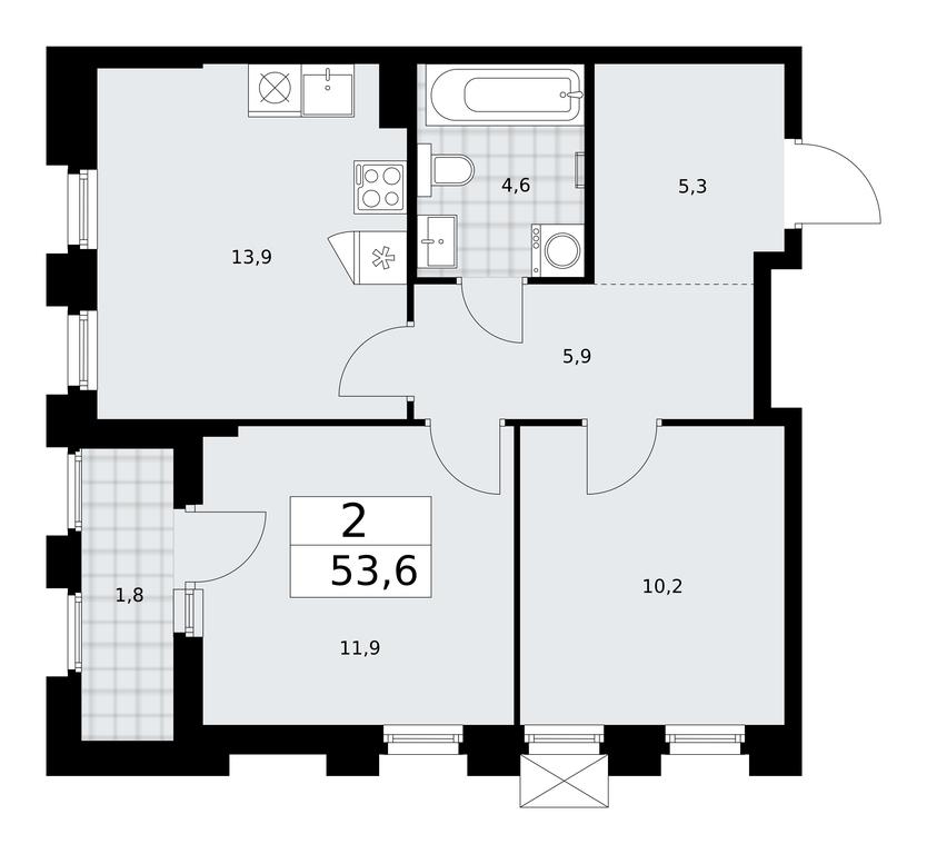 1-BD Apartment Sale, 53.6平方米 at Desnarechie, kvartal № 23, Desyonovskoye Settlement, Moscow, Russia #1 1-BD Apartment Sale, 53.6平方米 at Desnarechie, kvartal № 23, Desyonovskoye Settlement, Moscow, Russia #1