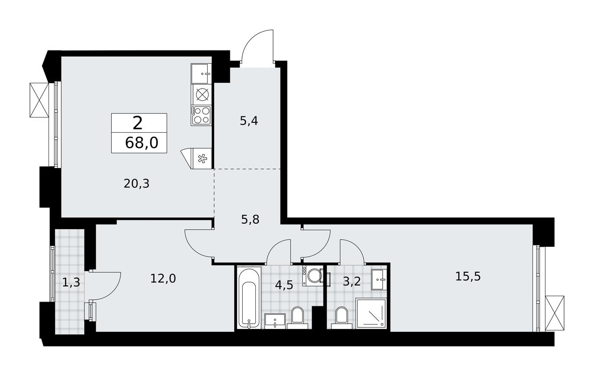 1-BD Apartment Sale, 68平方米 at Desnarechie, kvartal № 23, Desyonovskoye Settlement, Moscow, Russia #1 1-BD Apartment Sale, 68平方米 at Desnarechie, kvartal № 23, Desyonovskoye Settlement, Moscow, Russia #1