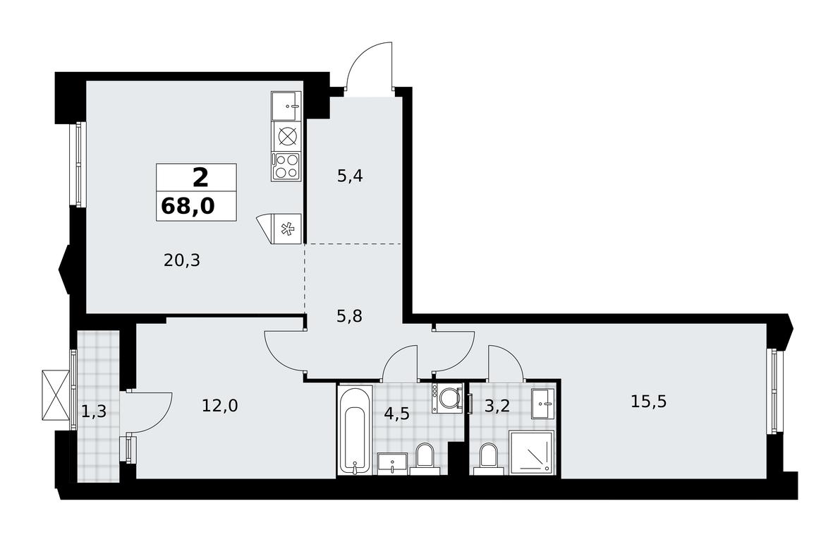1-BD Apartment Sale, 68平方米 at Desnarechie, kvartal № 23, Desyonovskoye Settlement, Moscow, Russia #2 1-BD Apartment Sale, 68平方米 at Desnarechie, kvartal № 23, Desyonovskoye Settlement, Moscow, Russia #2
