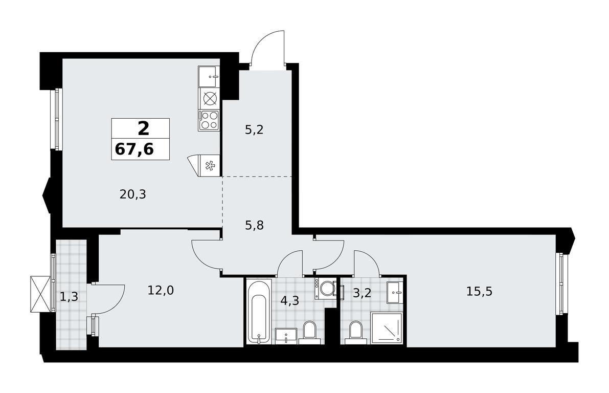 1-BD Apartment Sale, 67.6平方米 at Desnarechie, kvartal № 23, Desyonovskoye Settlement, Moscow, Russia #2 1-BD Apartment Sale, 67.6平方米 at Desnarechie, kvartal № 23, Desyonovskoye Settlement, Moscow, Russia #2