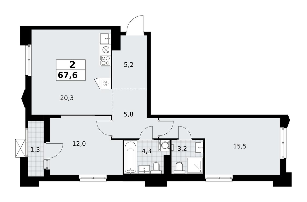 1-BD Apartment Sale, 67.6 sq. m. at Desnarechie, kvartal № 23, Desyonovskoye Settlement, Moscow, Russia #2 1-BD Apartment Sale, 67.6 sq. m. at Desnarechie, kvartal № 23, Desyonovskoye Settlement, Moscow, Russia #2