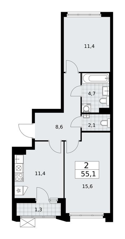 1-BD Apartment Sale, 55.1 sq. m. at Desnarechie, kvartal № 23, Desyonovskoye Settlement, Moscow, Russia #1 1-BD Apartment Sale, 55.1 sq. m. at Desnarechie, kvartal № 23, Desyonovskoye Settlement, Moscow, Russia #1