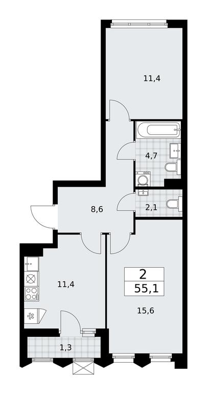 1-BD Apartment Sale, 55.1 sq. m. at Desnarechie, kvartal № 23, Desyonovskoye Settlement, Moscow, Russia #1 1-BD Apartment Sale, 55.1 sq. m. at Desnarechie, kvartal № 23, Desyonovskoye Settlement, Moscow, Russia #1