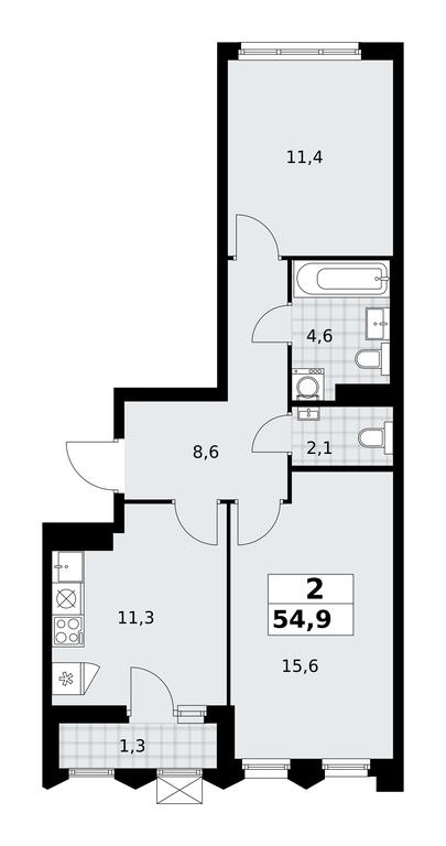 1-BD Apartment Sale, 54.9平方米 at Desnarechie, kvartal № 23, Desyonovskoye Settlement, Moscow, Russia #2 1-BD Apartment Sale, 54.9平方米 at Desnarechie, kvartal № 23, Desyonovskoye Settlement, Moscow, Russia #2