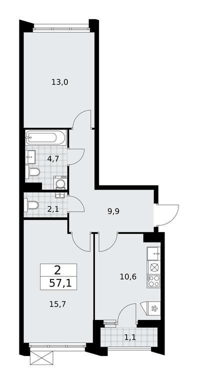 1-BD Apartment Sale, 57.1 sq. m. at Desnarechie, kvartal № 23, Desyonovskoye Settlement, Moscow, Russia #1 1-BD Apartment Sale, 57.1 sq. m. at Desnarechie, kvartal № 23, Desyonovskoye Settlement, Moscow, Russia #1