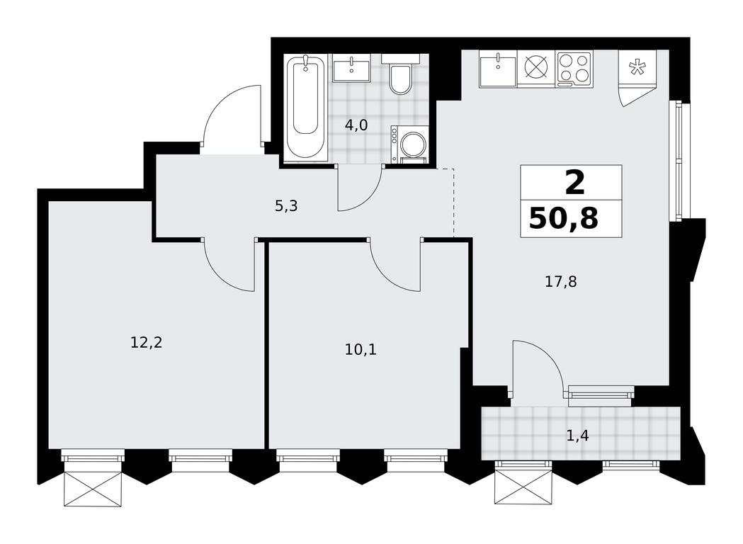 1-BD Apartment Sale, 50.8平方米 at Desnarechie, kvartal № 23, Desyonovskoye Settlement, Moscow, Russia #2 1-BD Apartment Sale, 50.8平方米 at Desnarechie, kvartal № 23, Desyonovskoye Settlement, Moscow, Russia #2