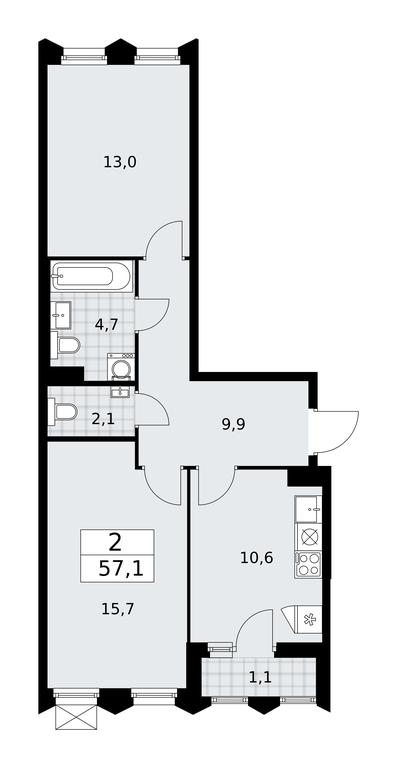 1-BD Apartment Sale, 57.1 sq. m. at Desnarechie, kvartal № 23, Desyonovskoye Settlement, Moscow, Russia #1 1-BD Apartment Sale, 57.1 sq. m. at Desnarechie, kvartal № 23, Desyonovskoye Settlement, Moscow, Russia #1