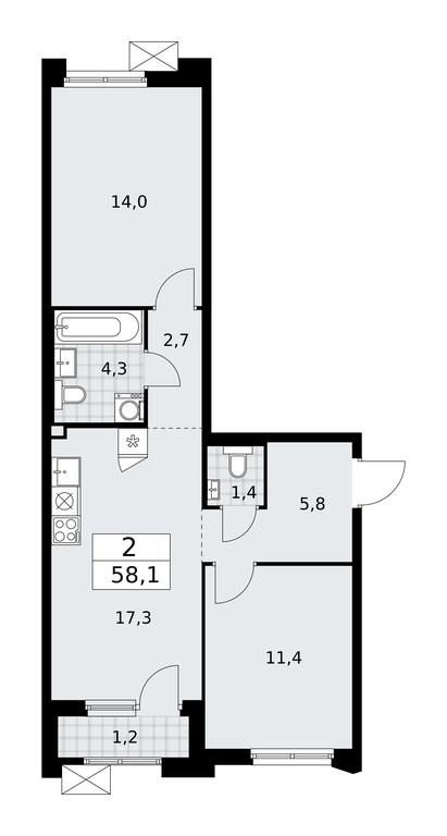 1-BD Apartment Sale, 58.1 sq. m. at Desnarechie, kvartal № 23, Desyonovskoye Settlement, Moscow, Russia #1 1-BD Apartment Sale, 58.1 sq. m. at Desnarechie, kvartal № 23, Desyonovskoye Settlement, Moscow, Russia #1