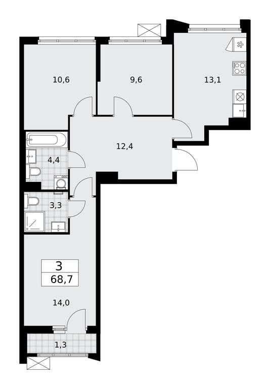 2-BD Apartment Sale, 68.7 sq. m. at Desnarechie, kvartal № 23, Desyonovskoye Settlement, Moscow, Russia #1 2-BD Apartment Sale, 68.7 sq. m. at Desnarechie, kvartal № 23, Desyonovskoye Settlement, Moscow, Russia #1