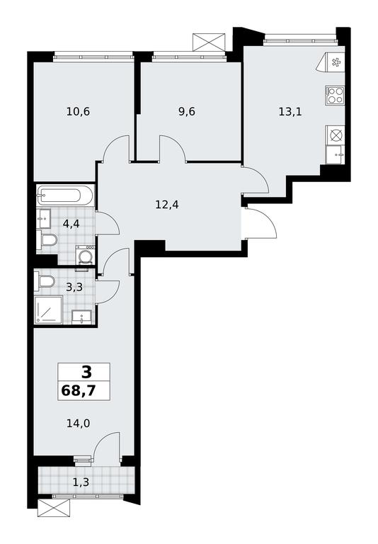 2-BD Apartment Sale, 68.7 sq. m. at Desnarechie, kvartal № 23, Desyonovskoye Settlement, Moscow, Russia #2 2-BD Apartment Sale, 68.7 sq. m. at Desnarechie, kvartal № 23, Desyonovskoye Settlement, Moscow, Russia #2