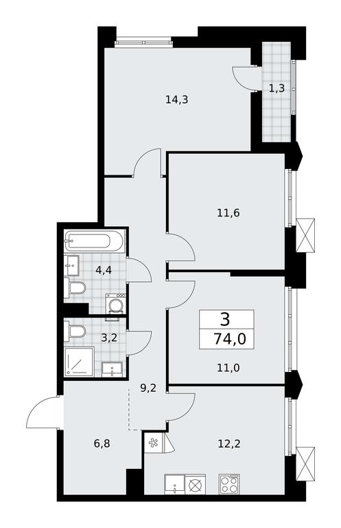 2-BD Apartment Sale, 74平方米 at Desnarechie, kvartal № 23, Desyonovskoye Settlement, Moscow, Russia #1 2-BD Apartment Sale, 74平方米 at Desnarechie, kvartal № 23, Desyonovskoye Settlement, Moscow, Russia #1