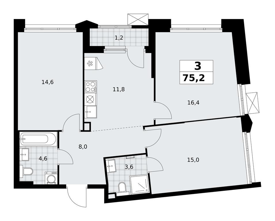 2-BD Apartment Sale, 75.2 sq. m. at Desnarechie, kvartal № 23, Desyonovskoye Settlement, Moscow, Russia #2 2-BD Apartment Sale, 75.2 sq. m. at Desnarechie, kvartal № 23, Desyonovskoye Settlement, Moscow, Russia #2
