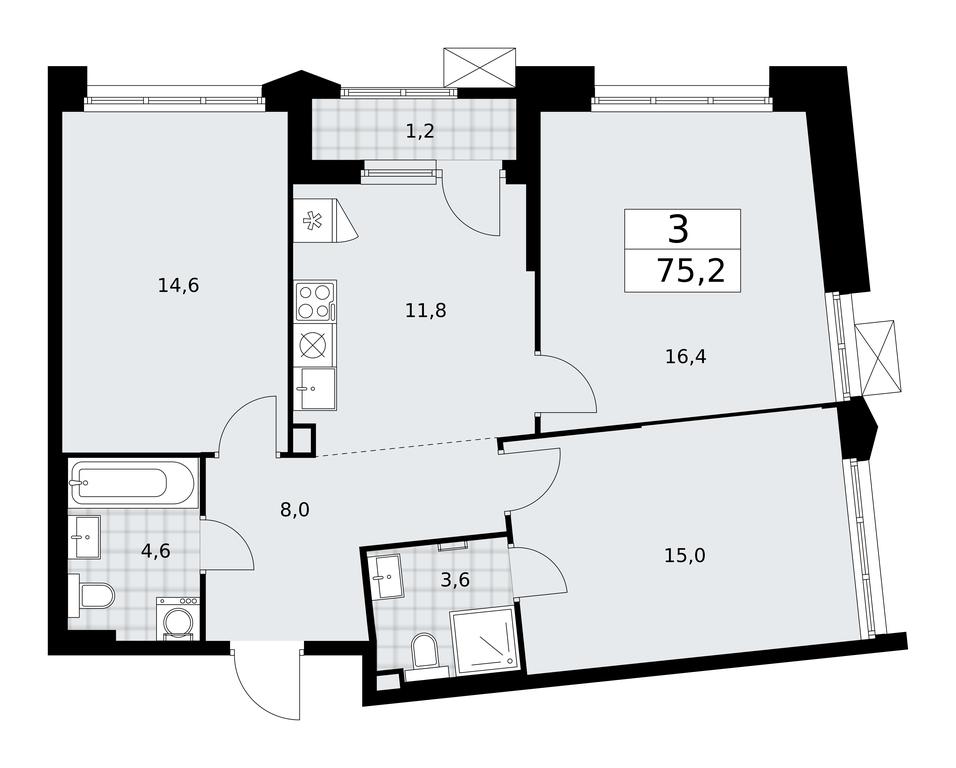 2-BD Apartment Sale, 75.2 sq. m. at Desnarechie, kvartal № 23, Desyonovskoye Settlement, Moscow, Russia #1 2-BD Apartment Sale, 75.2 sq. m. at Desnarechie, kvartal № 23, Desyonovskoye Settlement, Moscow, Russia #1