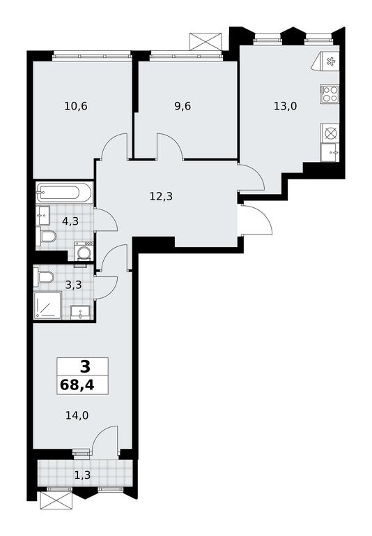 2-BD Apartment Sale, 68.4 sq. m. at Desnarechie, kvartal № 23, Desyonovskoye Settlement, Moscow, Russia #2 2-BD Apartment Sale, 68.4 sq. m. at Desnarechie, kvartal № 23, Desyonovskoye Settlement, Moscow, Russia #2