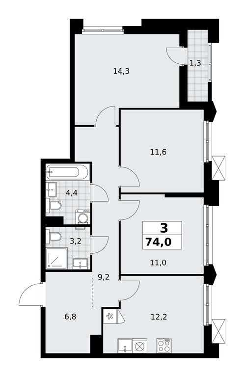 2-BD Apartment Sale, 74 sq. m. at Desnarechie, kvartal № 23, Desyonovskoye Settlement, Moscow, Russia #2 2-BD Apartment Sale, 74 sq. m. at Desnarechie, kvartal № 23, Desyonovskoye Settlement, Moscow, Russia #2