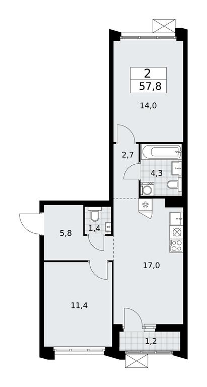 1-BD Apartment Sale, 57.8 sq. m. at Desnarechie, kvartal № 23, Desyonovskoye Settlement, Moscow, Russia #1 1-BD Apartment Sale, 57.8 sq. m. at Desnarechie, kvartal № 23, Desyonovskoye Settlement, Moscow, Russia #1