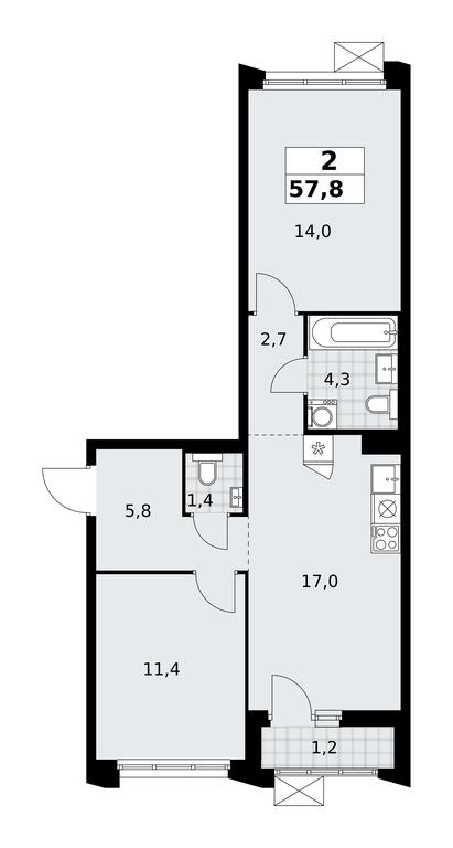 1-BD Apartment Sale, 57.8 sq. m. at Desnarechie, kvartal № 23, Desyonovskoye Settlement, Moscow, Russia #2 1-BD Apartment Sale, 57.8 sq. m. at Desnarechie, kvartal № 23, Desyonovskoye Settlement, Moscow, Russia #2