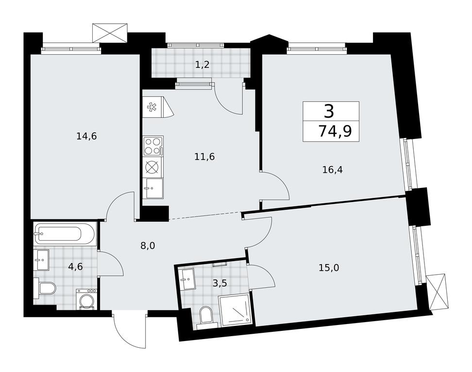 2-BD Apartment Sale, 74.9 sq. m. at Desnarechie, kvartal № 23, Desyonovskoye Settlement, Moscow, Russia #1 2-BD Apartment Sale, 74.9 sq. m. at Desnarechie, kvartal № 23, Desyonovskoye Settlement, Moscow, Russia #1