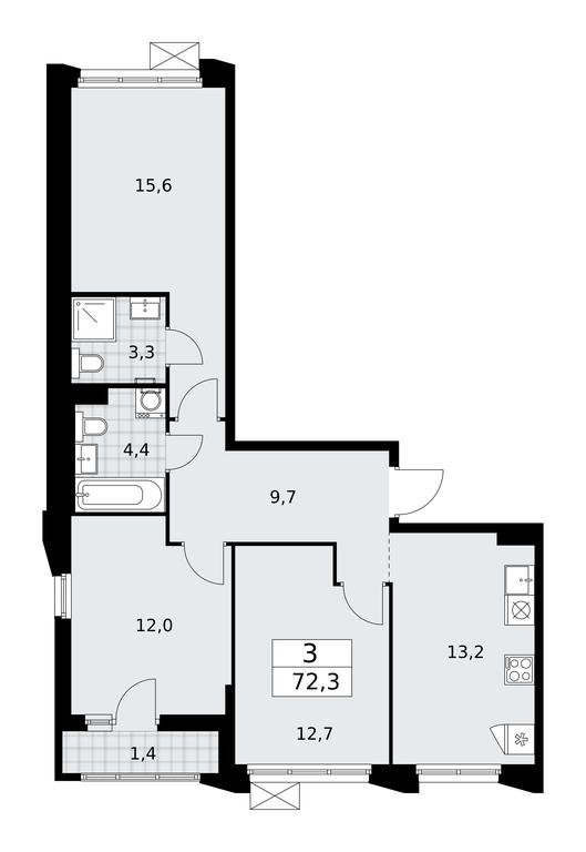 2-BD Apartment Sale, 72.3 sq. m. at Desnarechie, kvartal № 23, Desyonovskoye Settlement, Moscow, Russia #1 2-BD Apartment Sale, 72.3 sq. m. at Desnarechie, kvartal № 23, Desyonovskoye Settlement, Moscow, Russia #1