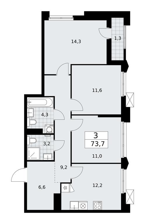 2-BD Apartment Sale, 73.7 sq. m. at Desnarechie, kvartal № 23, Desyonovskoye Settlement, Moscow, Russia #1 2-BD Apartment Sale, 73.7 sq. m. at Desnarechie, kvartal № 23, Desyonovskoye Settlement, Moscow, Russia #1