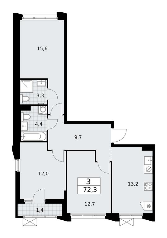2-BD Apartment Sale, 72.3 sq. m. at Desnarechie, kvartal № 23, Desyonovskoye Settlement, Moscow, Russia #1 2-BD Apartment Sale, 72.3 sq. m. at Desnarechie, kvartal № 23, Desyonovskoye Settlement, Moscow, Russia #1