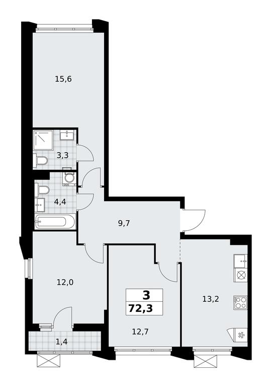 2-BD Apartment Sale, 72.3 sq. m. at Desnarechie, kvartal № 23, Desyonovskoye Settlement, Moscow, Russia #2 2-BD Apartment Sale, 72.3 sq. m. at Desnarechie, kvartal № 23, Desyonovskoye Settlement, Moscow, Russia #2