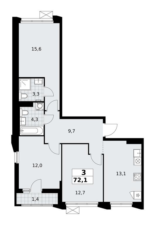 2-BD Apartment Sale, 72.1 sq. m. at Desnarechie, kvartal № 23, Desyonovskoye Settlement, Moscow, Russia #2 2-BD Apartment Sale, 72.1 sq. m. at Desnarechie, kvartal № 23, Desyonovskoye Settlement, Moscow, Russia #2