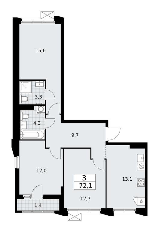 2-BD Apartment Sale, 72.1 sq. m. at Desnarechie, kvartal № 23, Desyonovskoye Settlement, Moscow, Russia #1 2-BD Apartment Sale, 72.1 sq. m. at Desnarechie, kvartal № 23, Desyonovskoye Settlement, Moscow, Russia #1
