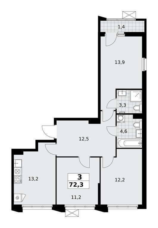 2-BD Apartment Sale, 72.3 sq. m. at Desnarechie, kvartal № 23, Desyonovskoye Settlement, Moscow, Russia #2 2-BD Apartment Sale, 72.3 sq. m. at Desnarechie, kvartal № 23, Desyonovskoye Settlement, Moscow, Russia #2