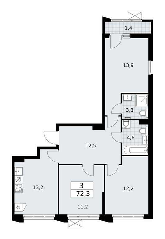 2-BD Apartment Sale, 72.3 sq. m. at Desnarechie, kvartal № 23, Desyonovskoye Settlement, Moscow, Russia #1 2-BD Apartment Sale, 72.3 sq. m. at Desnarechie, kvartal № 23, Desyonovskoye Settlement, Moscow, Russia #1
