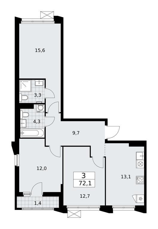 2-BD Apartment Sale, 72.1平方米 at Desnarechie, kvartal № 23, Desyonovskoye Settlement, Moscow, Russia #1 2-BD Apartment Sale, 72.1平方米 at Desnarechie, kvartal № 23, Desyonovskoye Settlement, Moscow, Russia #1