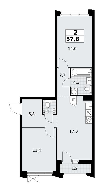 1-BD Apartment Sale, 57.8 sq. m. at Desnarechie, kvartal № 23, Desyonovskoye Settlement, Moscow, Russia #2 1-BD Apartment Sale, 57.8 sq. m. at Desnarechie, kvartal № 23, Desyonovskoye Settlement, Moscow, Russia #2