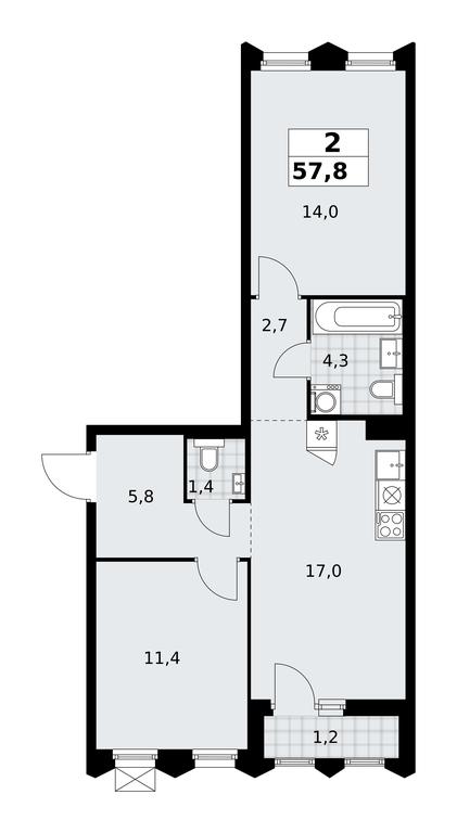 1-BD Apartment Sale, 57.8 sq. m. at Desnarechie, kvartal № 23, Desyonovskoye Settlement, Moscow, Russia #2 1-BD Apartment Sale, 57.8 sq. m. at Desnarechie, kvartal № 23, Desyonovskoye Settlement, Moscow, Russia #2