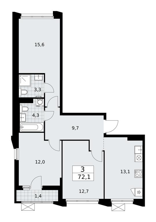 2-BD Apartment Sale, 72.1平方米 at Desnarechie, kvartal № 23, Desyonovskoye Settlement, Moscow, Russia #1 2-BD Apartment Sale, 72.1平方米 at Desnarechie, kvartal № 23, Desyonovskoye Settlement, Moscow, Russia #1