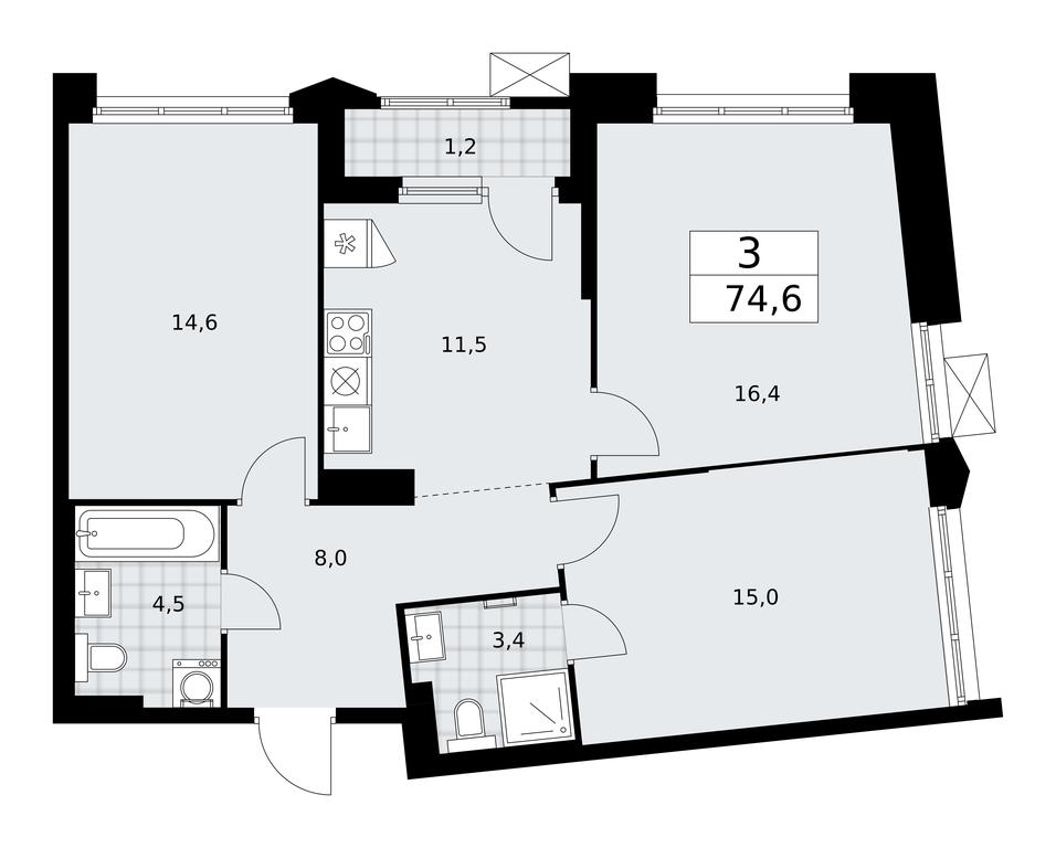 2-BD Apartment Sale, 74.6 sq. m. at Desnarechie, kvartal № 23, Desyonovskoye Settlement, Moscow, Russia #1 2-BD Apartment Sale, 74.6 sq. m. at Desnarechie, kvartal № 23, Desyonovskoye Settlement, Moscow, Russia #1