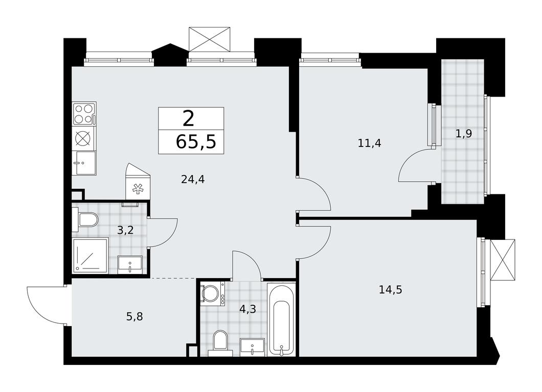 1-BD Apartment Sale, 65.5平方米 at Desnarechie, kvartal № 23, Desyonovskoye Settlement, Moscow, Russia #1 1-BD Apartment Sale, 65.5平方米 at Desnarechie, kvartal № 23, Desyonovskoye Settlement, Moscow, Russia #1