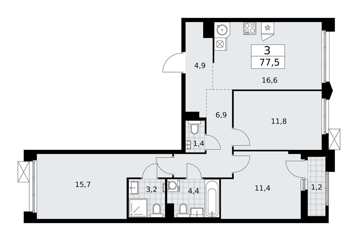 2-BD Apartment Sale, 77.5 sq. m. at Desnarechie, kvartal № 23, Desyonovskoye Settlement, Moscow, Russia #1 2-BD Apartment Sale, 77.5 sq. m. at Desnarechie, kvartal № 23, Desyonovskoye Settlement, Moscow, Russia #1